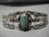 Native American Important Eaerly 1900's Deposit #8 Turquoise Sterling Silver Bracelet-Nativo Arts