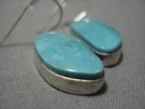 Native American Important Jeanette Dale Carico Lake Turquoise Sterling Silver Earrings-Nativo Arts