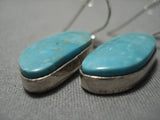 Native American Important Jeanette Dale Carico Lake Turquoise Sterling Silver Earrings-Nativo Arts