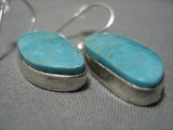 Native American Important Jeanette Dale Carico Lake Turquoise Sterling Silver Earrings-Nativo Arts