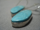 Native American Important Jeanette Dale Carico Lake Turquoise Sterling Silver Earrings-Nativo Arts