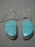 Native American Important Jeanette Dale Carico Lake Turquoise Sterling Silver Earrings-Nativo Arts