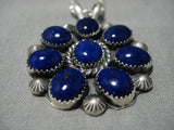 Native American Important Jeanette Dale Lapis Sterling Silver Fat Teardrop Necklace-Nativo Arts