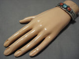 Native American Important Jeanette Dale Turquoise Sterling Silver Coral Bracelet-Nativo Arts