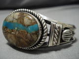 Native American Important Jeanette Dale Turquoise Vein Sterling Silver Bracelet Cuff-Nativo Arts