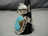 Native American Important Nelson Morton Kachina Turquoise Sterling Silver Ring-Nativo Arts