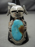 Native American Important Nelson Morton Kachina Turquoise Sterling Silver Ring-Nativo Arts