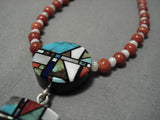 Native American Important Santo Domingo Chris Nieto Turquoise Inlay Sterling Silver Necklace Old-Nativo Arts