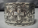 Native American Important Sterling Silver Christian Cross Ron Willie Bracelet-Nativo Arts