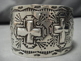 Native American Important Sterling Silver Christian Cross Ron Willie Bracelet-Nativo Arts