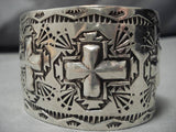 Native American Important Sterling Silver Christian Cross Ron Willie Bracelet-Nativo Arts