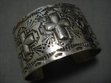 Native American Important Sterling Silver Christian Cross Ron Willie Bracelet-Nativo Arts