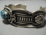 Native American Important Vintage Navako Blue Warrior Turquoise Sterling Silver Bracelet Old-Nativo Arts