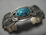 Native American Important Vintage Navako Blue Warrior Turquoise Sterling Silver Bracelet Old-Nativo Arts