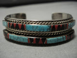 Native American Important Vintage Yazzie Blue Warrior Turquoise Sterling Silver Bracelet Old-Nativo Arts