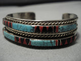 Native American Important Vintage Yazzie Blue Warrior Turquoise Sterling Silver Bracelet Old-Nativo Arts