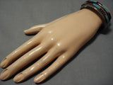 Native American Important Vintage Yazzie Blue Warrior Turquoise Sterling Silver Bracelet Old-Nativo Arts