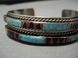 Native American Important Vintage Yazzie Blue Warrior Turquoise Sterling Silver Bracelet Old-Nativo Arts
