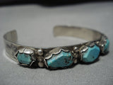 Native American Important Vintage Zuni Wayne Calavaza Turquoise Sterling Silver Bracelet Old-Nativo Arts