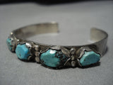 Native American Important Vintage Zuni Wayne Calavaza Turquoise Sterling Silver Bracelet Old-Nativo Arts