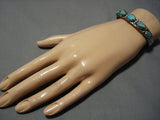 Native American Important Vintage Zuni Wayne Calavaza Turquoise Sterling Silver Bracelet Old-Nativo Arts