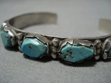 Native American Important Vintage Zuni Wayne Calavaza Turquoise Sterling Silver Bracelet Old-Nativo Arts
