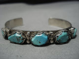 Native American Important Vintage Zuni Wayne Calavaza Turquoise Sterling Silver Bracelet Old-Nativo Arts