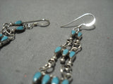 Native American Incredible Zuni Millie Dishta Turquoise Chandelier Sterling Silver Earrings-Nativo Arts