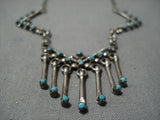 Native American Intricate!! Vintage Navajo Snake Eyes Turquoise Sterling Silver Necklace Old-Nativo Arts