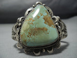 Native American Jewelry Amazing Vintage Green Turquoise Sterling Silver Tso Family Bracelet Old-Nativo Arts