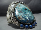 Native American Jewelry Amazing Vintage Huge Turquoise Lapis Sterling Silver Cuff Bracelet Old-Nativo Arts