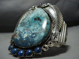 Native American Jewelry Amazing Vintage Huge Turquoise Lapis Sterling Silver Cuff Bracelet Old-Nativo Arts