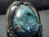 Native American Jewelry Amazing Vintage Huge Turquoise Lapis Sterling Silver Cuff Bracelet Old-Nativo Arts
