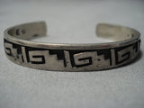 Native American Jewelry Amazing Vintage Navajo Mitch Sockyma Sterling Silver Geometric Mountain Bracelet-Nativo Arts