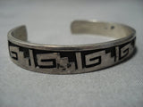 Native American Jewelry Amazing Vintage Navajo Mitch Sockyma Sterling Silver Geometric Mountain Bracelet-Nativo Arts