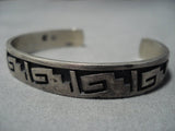 Native American Jewelry Amazing Vintage Navajo Mitch Sockyma Sterling Silver Geometric Mountain Bracelet-Nativo Arts