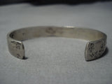 Native American Jewelry Amazing Vintage Navajo Mitch Sockyma Sterling Silver Geometric Mountain Bracelet-Nativo Arts