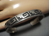 Native American Jewelry Amazing Vintage Navajo Mitch Sockyma Sterling Silver Geometric Mountain Bracelet-Nativo Arts