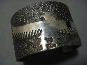 Native American Jewelry Eagle Wingspan Heavy 118 Grams Sterling Silver Solid Bracelet Cuff-Nativo Arts