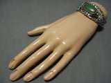 Native American Jewelry Early 1900's Thunderbird Cerrillos Turquoise Sterling Silver Bracelet-Nativo Arts