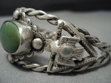 Native American Jewelry Early 1900's Thunderbird Cerrillos Turquoise Sterling Silver Bracelet-Nativo Arts