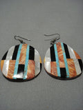 Native American Jewelry Fascinating Vintage Santo Domingo Turquoise Sterling Silver Earrings-Nativo Arts