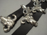 Native American Jewelry Heavy!! Vintage Sterling Silver Cow Skull Concho Belt-Nativo Arts