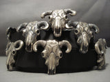 Native American Jewelry Heavy!! Vintage Sterling Silver Cow Skull Concho Belt-Nativo Arts