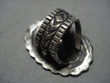 Native American Jewelry Huge Concho Sterling Silver Hand Tooled Big Ring-Nativo Arts