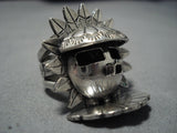 Native American Jewelry Huge Fat Kachina Head Sterling Silver Stamped 19 Grams Ring-Nativo Arts
