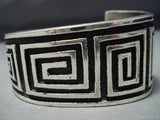 Native American Jewelry Important Aaron Anderson Sterling Silver Maze Geoemtric Bracelet Cuff-Nativo Arts