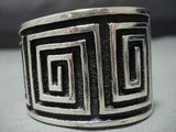 Native American Jewelry Important Aaron Anderson Sterling Silver Maze Geoemtric Bracelet Cuff-Nativo Arts