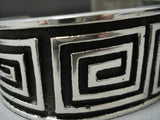 Native American Jewelry Important Aaron Anderson Sterling Silver Maze Geoemtric Bracelet Cuff-Nativo Arts