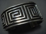 Native American Jewelry Important Aaron Anderson Sterling Silver Maze Geoemtric Bracelet Cuff-Nativo Arts